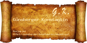 Günsberger Konstantin névjegykártya